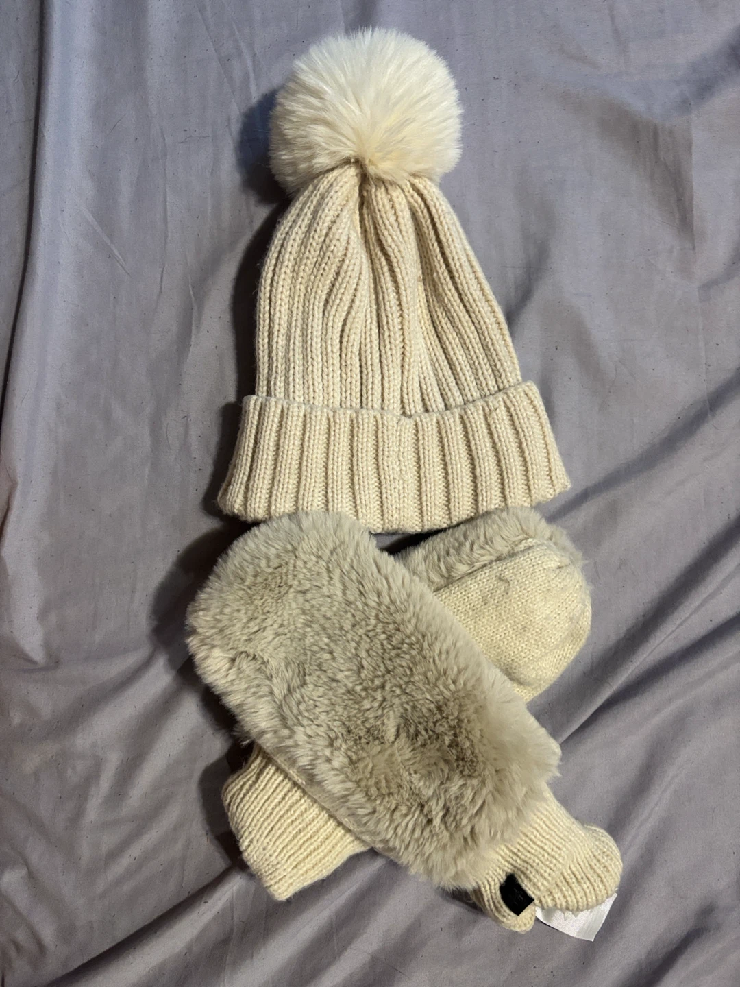 Vince Camuto Knit Beanie and Mittens Set