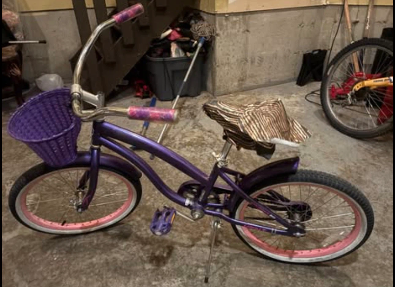 Purple Kids' Bike with Basket