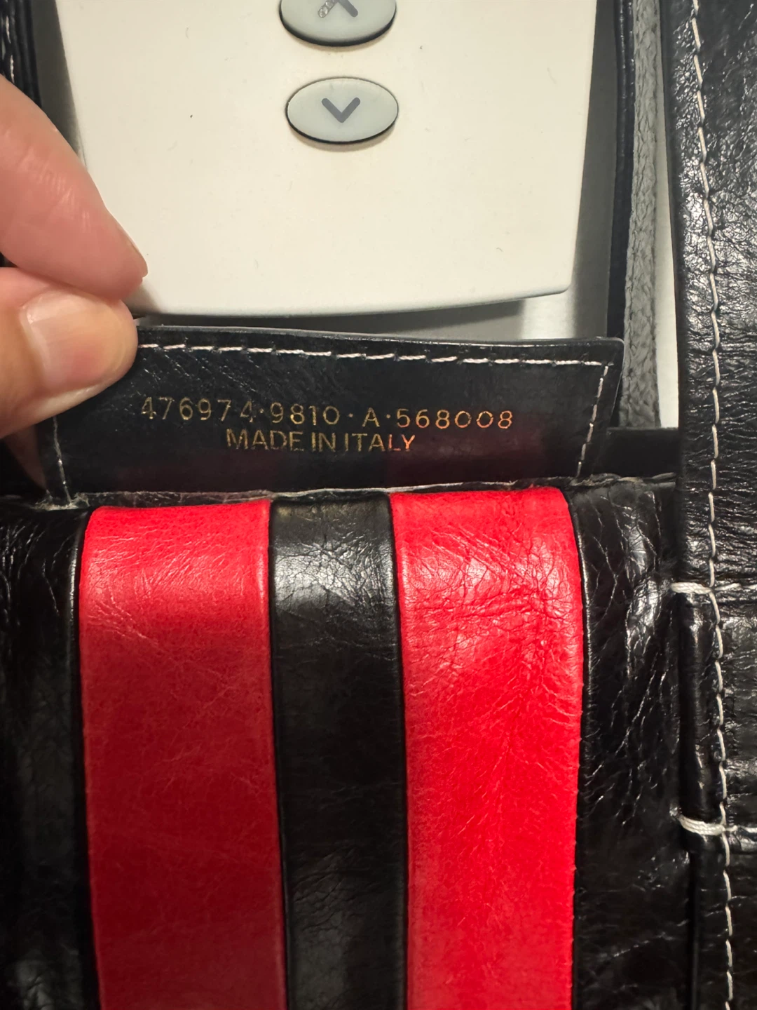Balenciaga Navy and Red Striped Leather Tote Bag - photo 3