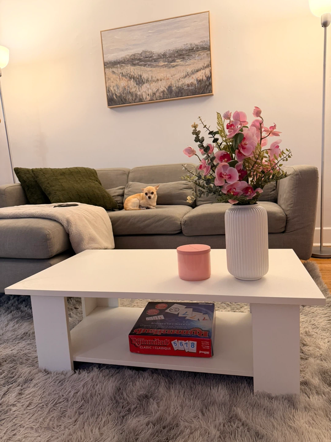 White Coffee Table with Shelf - photo 2
