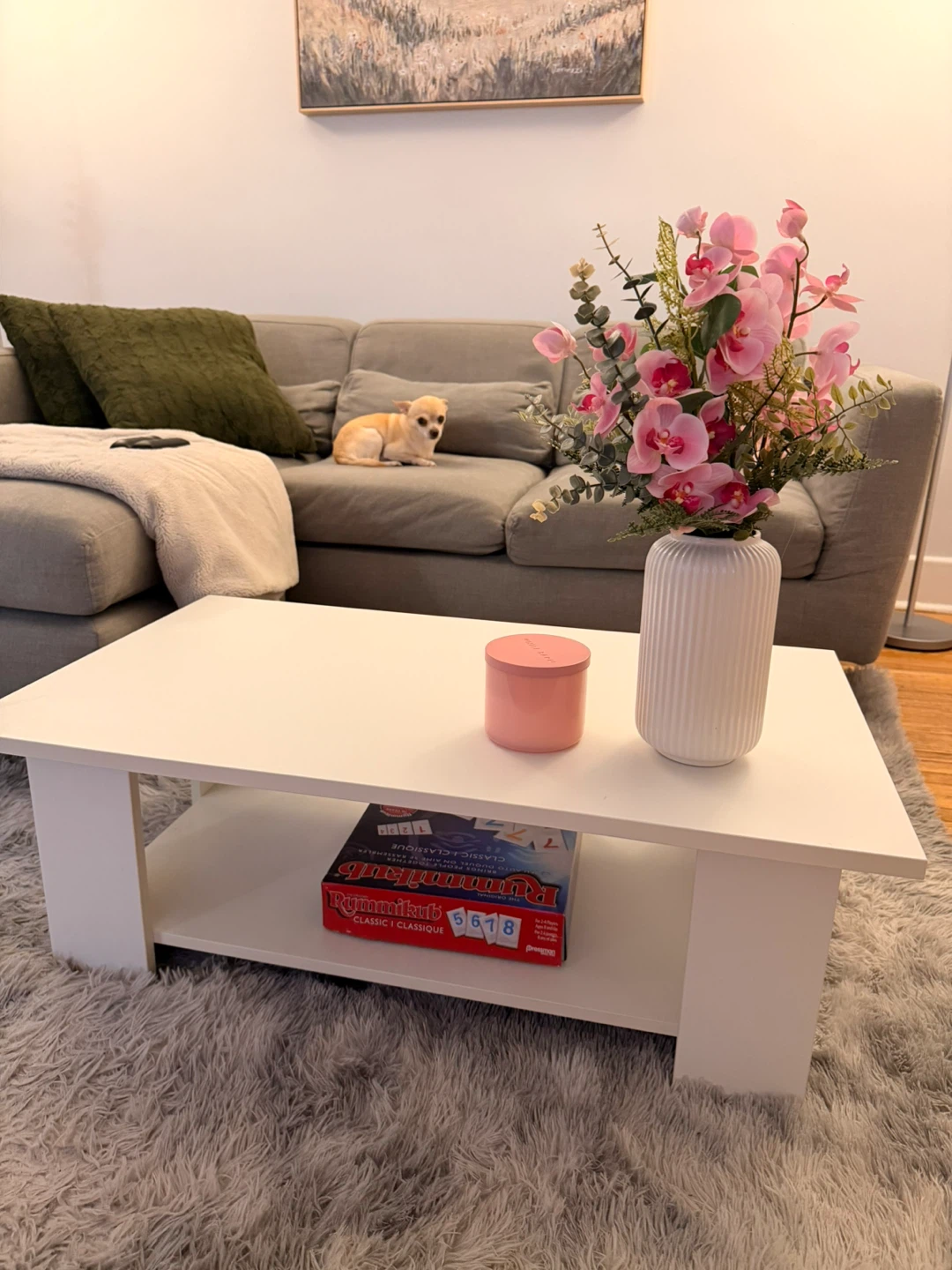 White Coffee Table with Shelf - photo 3