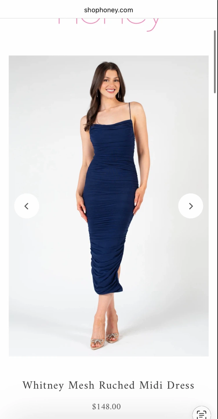 Navy Blue Ruched Midi Dress from “Honey”