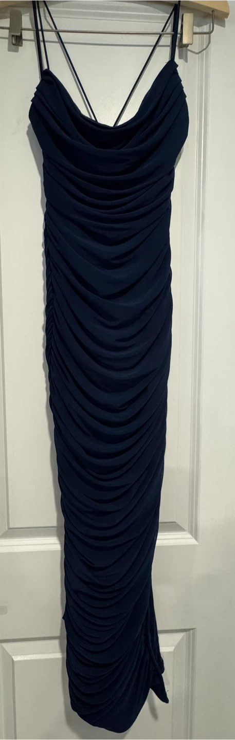 Navy Blue Ruched Midi Dress from “Honey” - photo 3