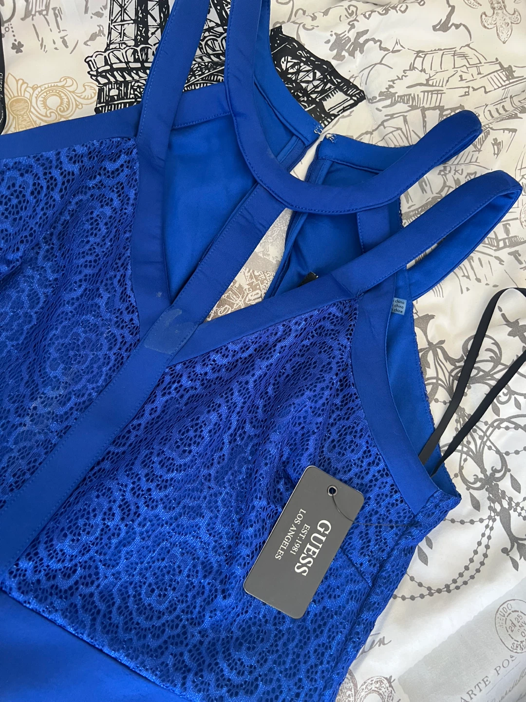 Guess Los Angeles Royal Blue Lace Dress Size 10