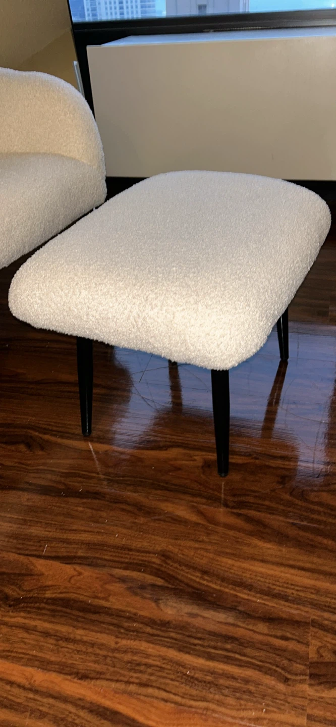Cream Teddy Armchair with Ottoman - photo 2