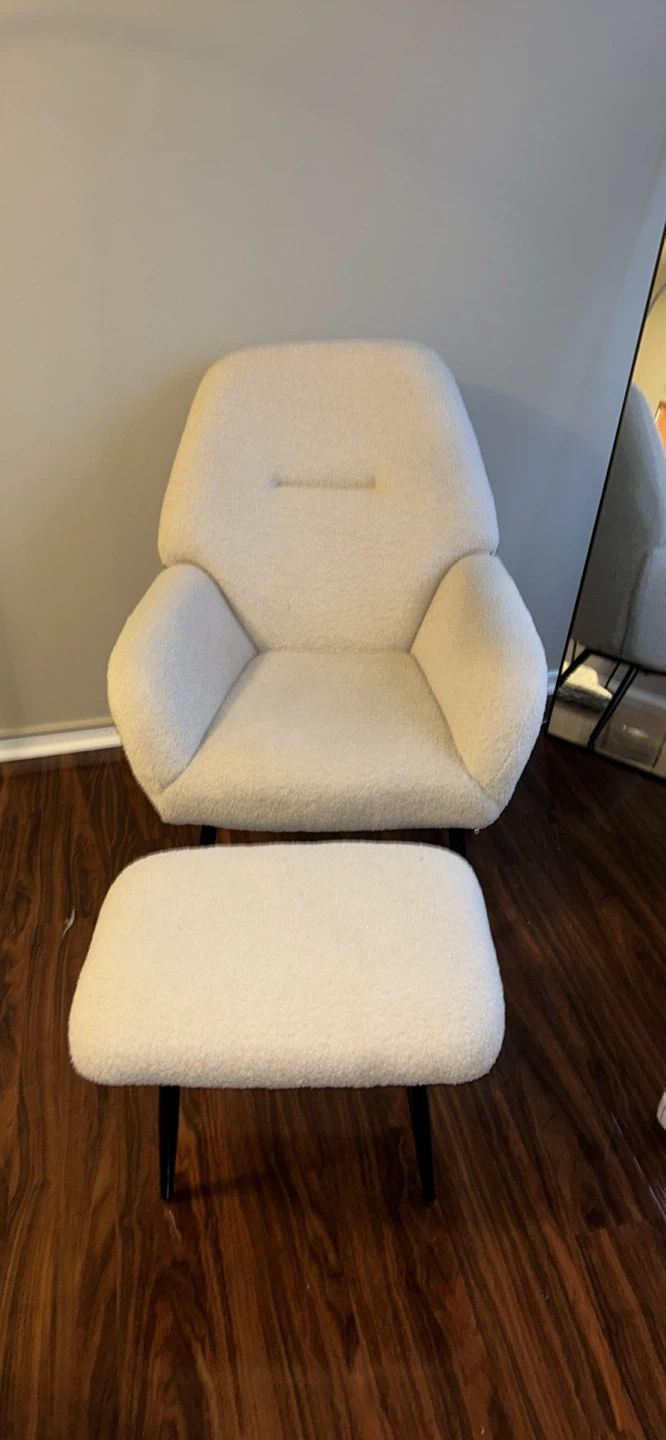 Cream Teddy Armchair with Ottoman - photo 3