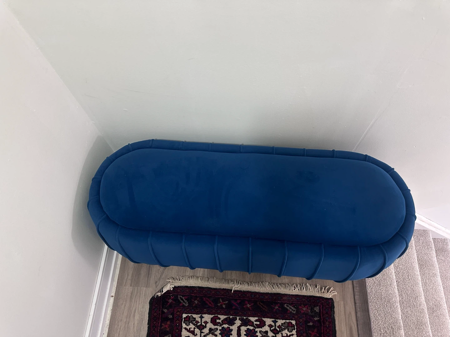 Blue Velvet Ottoman Bench