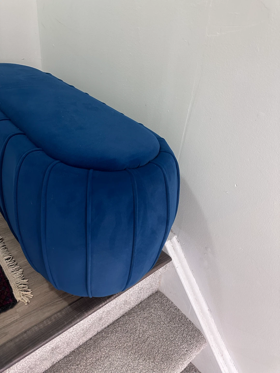 Blue Velvet Ottoman Bench - photo 2