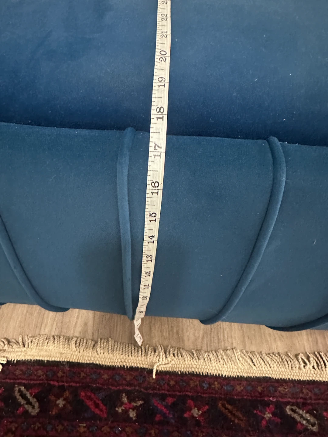 Blue Velvet Ottoman Bench - photo 5