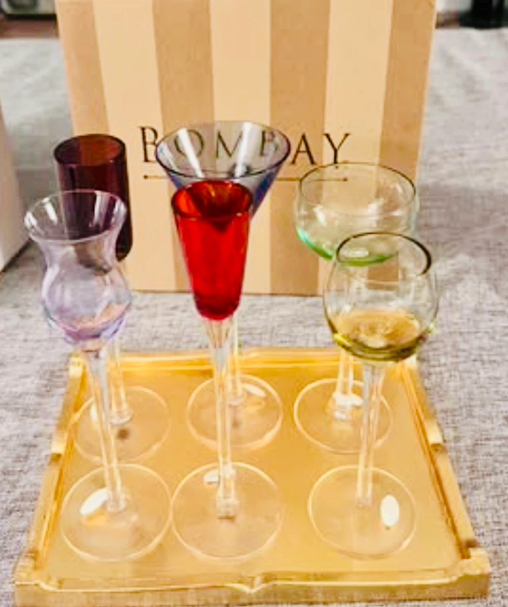 Bombay Coloured Cordial Glasses Set