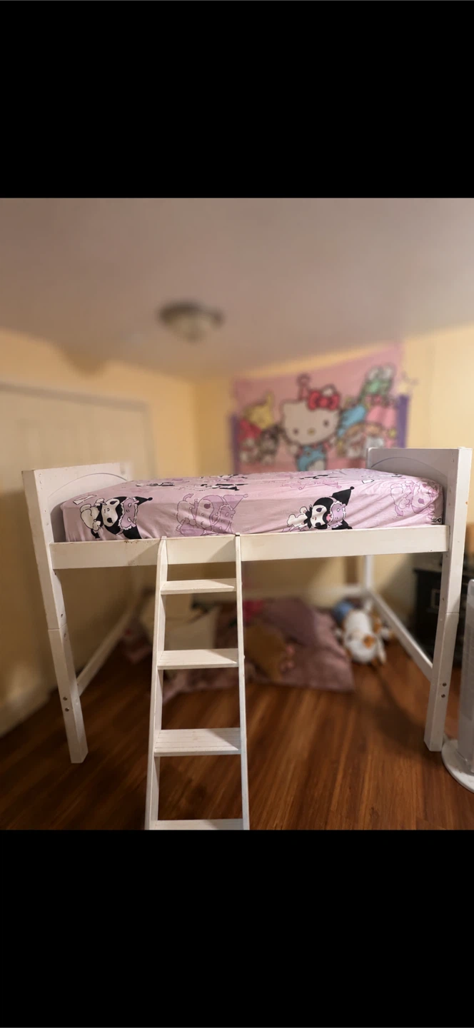 White Loft Bed with Ladder