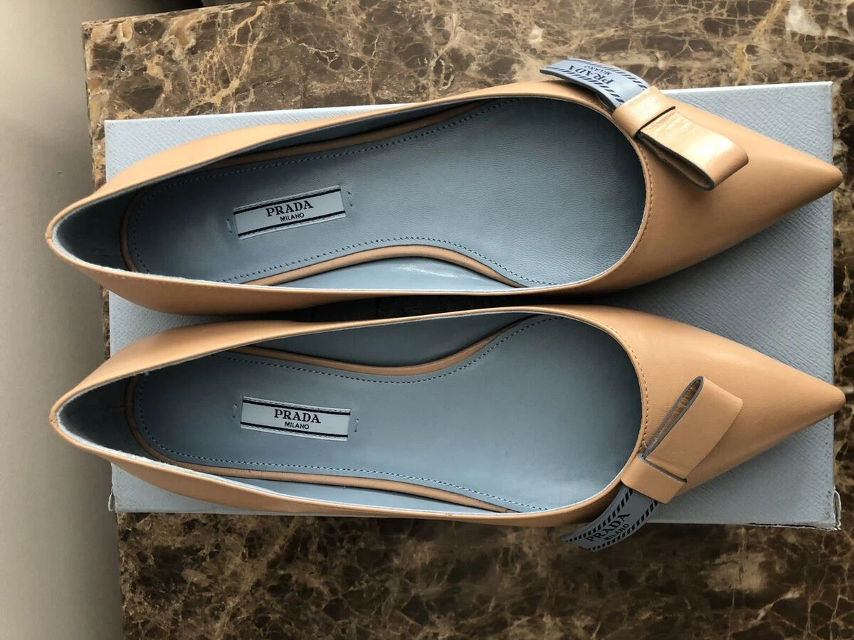 Prada Beige Leather Pointed Toe Ballet Flats - photo 3