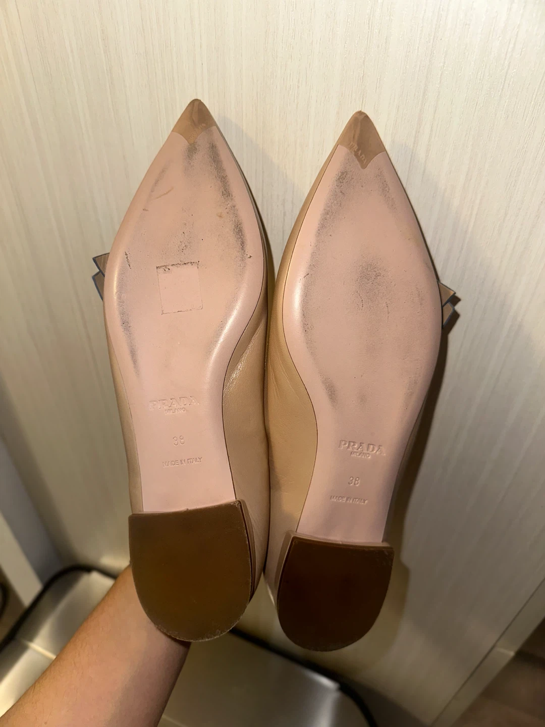 Prada Beige Leather Pointed Toe Ballet Flats - photo 5