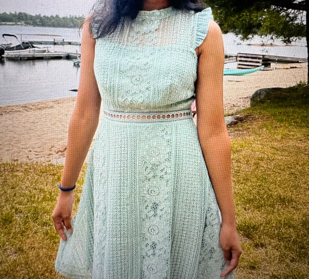 Lace Dress - Size Small, Green