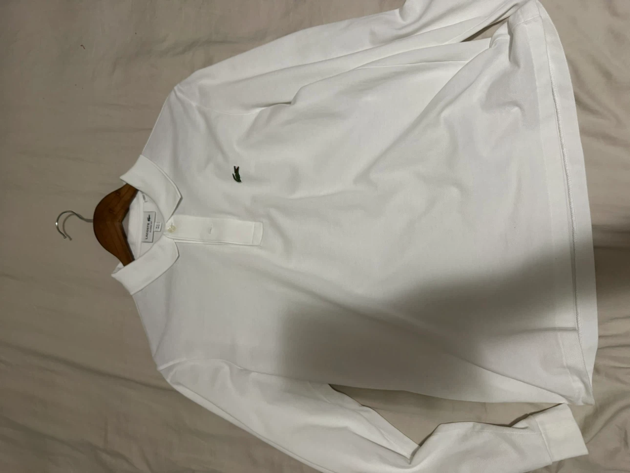 Lacoste Classic Fit Long Sleeve Polo Shirt - White - US M - photo 2