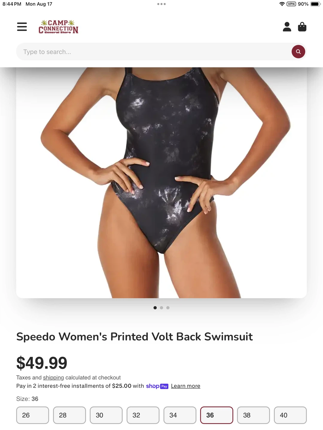 New Speedo Printed Volt Back Swimsuit size 10