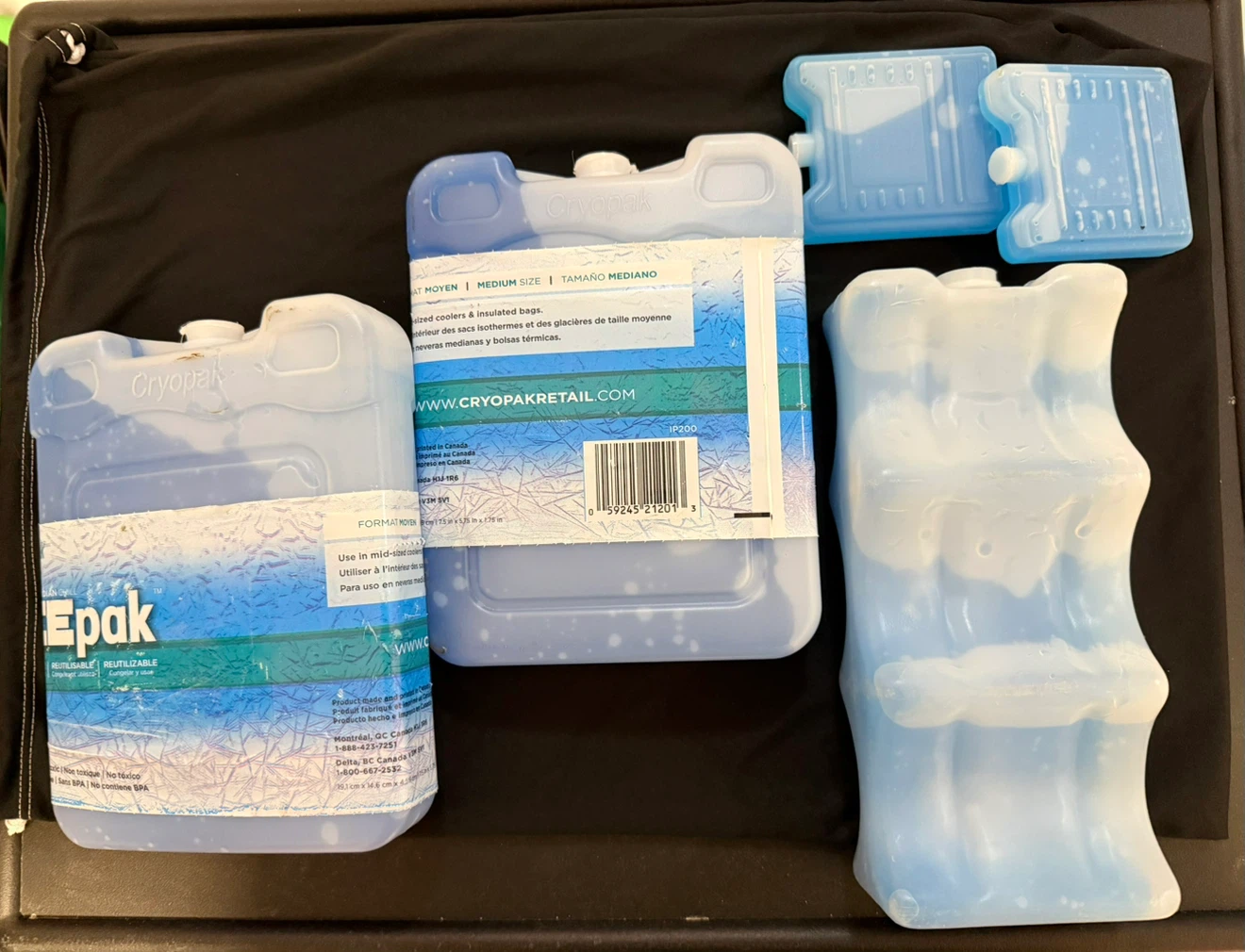 Reusable Ice Packs Set (Cryopak & Various Sizes) - Total 5 Pcs