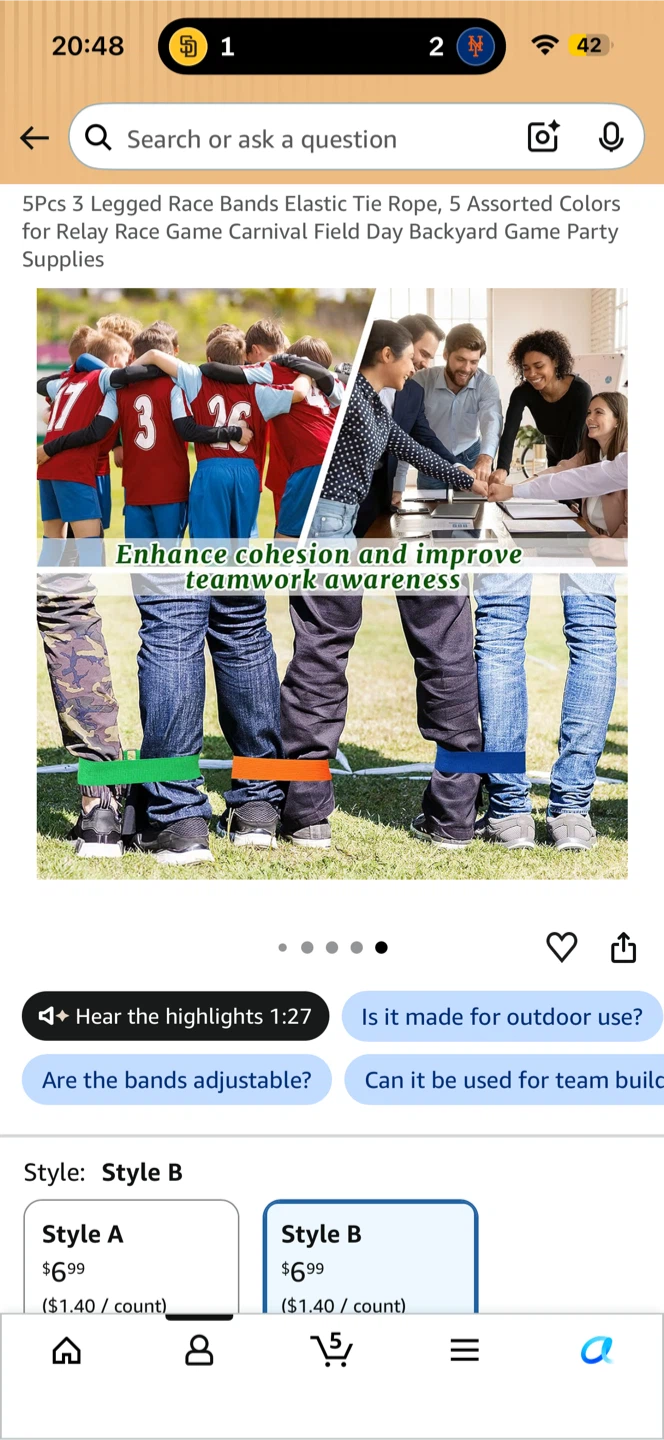 5 Pcs 3 Legged Race Bands Elastic Tie Rope