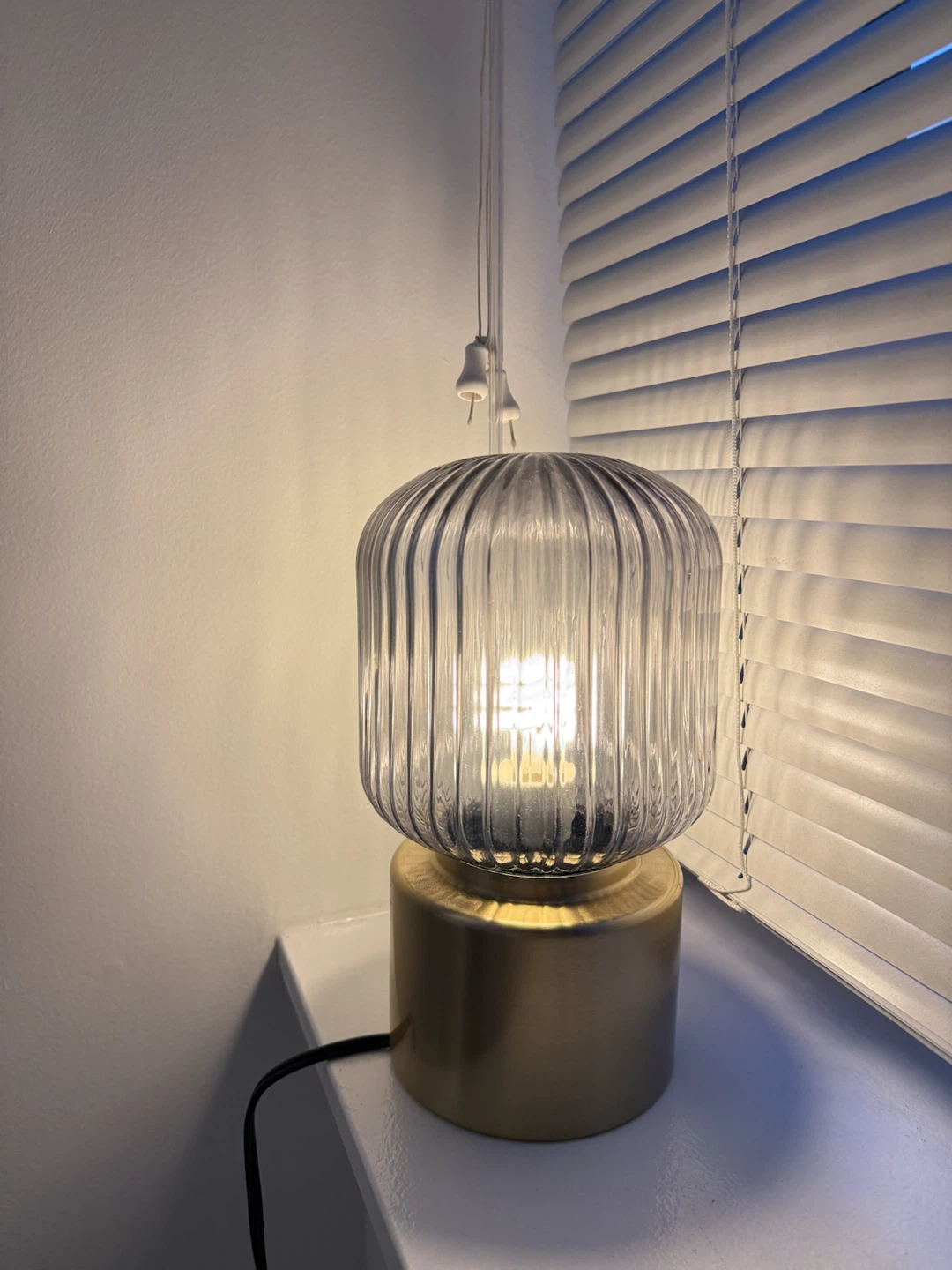 Glass Fluted Table Lamp with Gold Base from Ikea