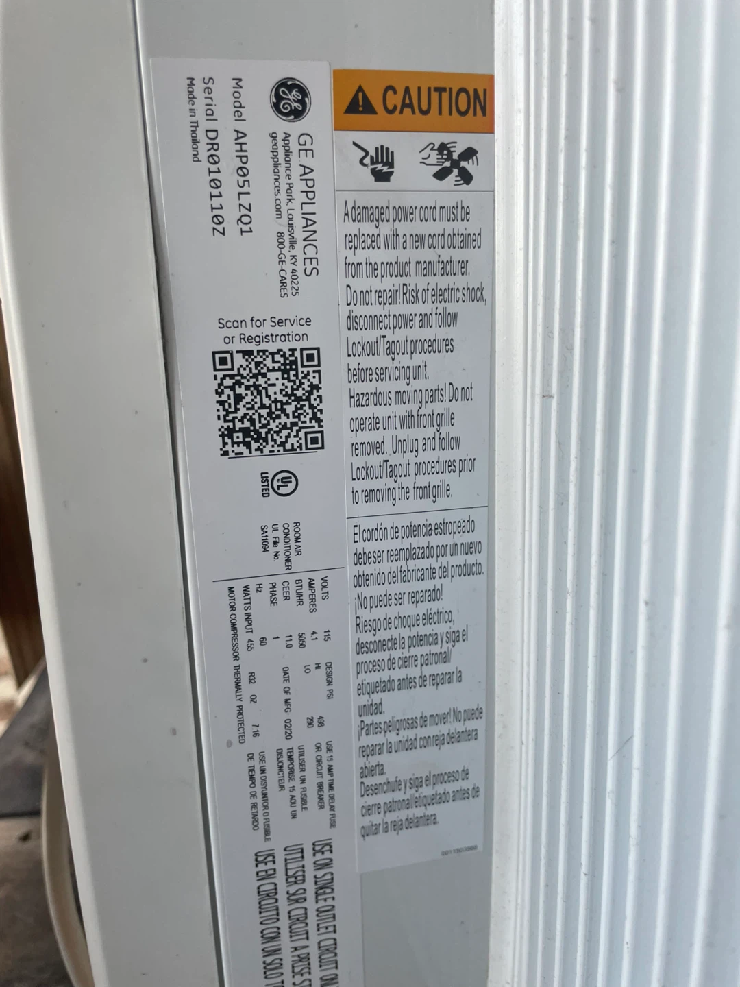 GE Window Air Conditioner AH05R51ZQI