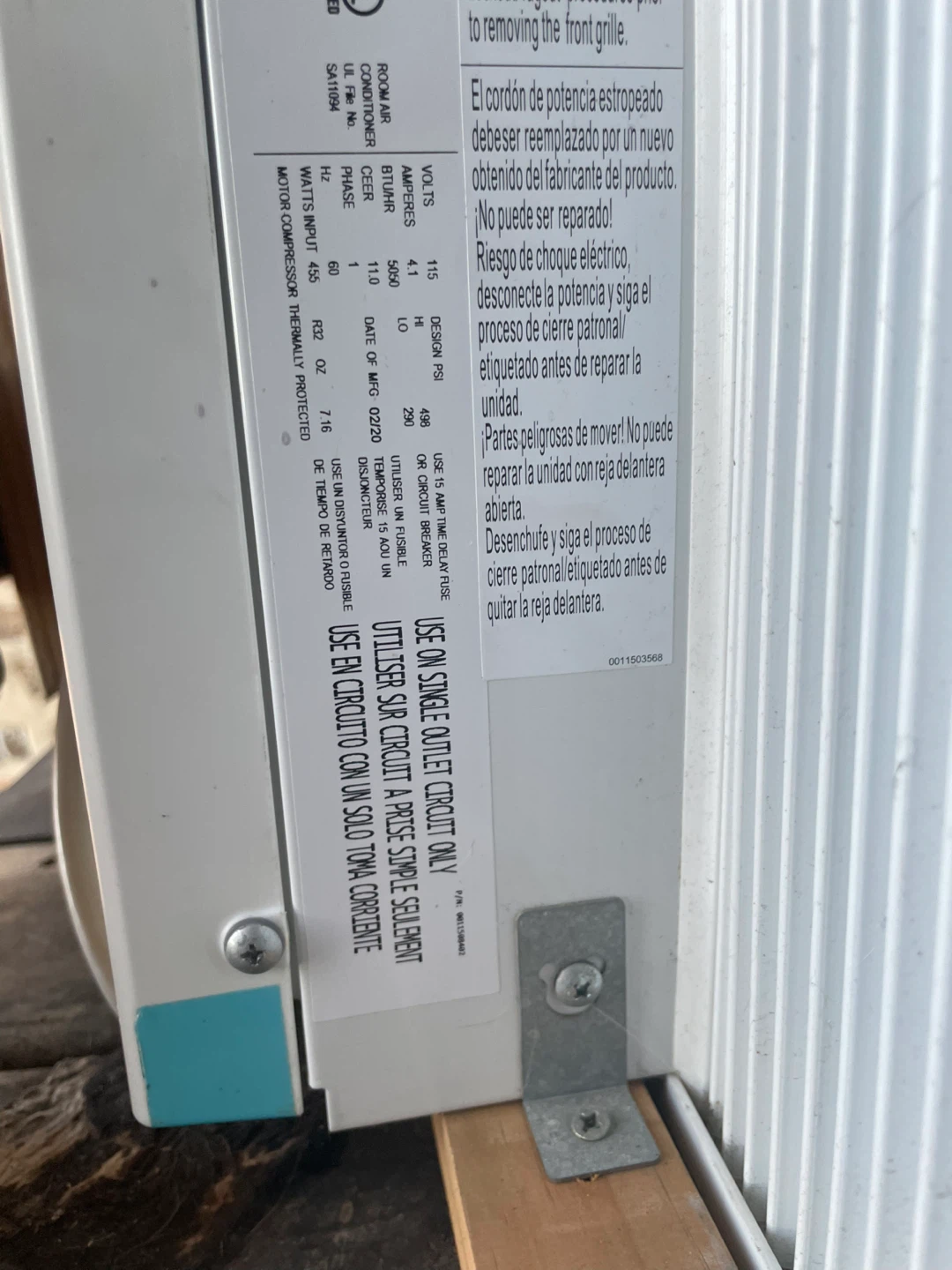 GE Window Air Conditioner AH05R51ZQI - photo 3