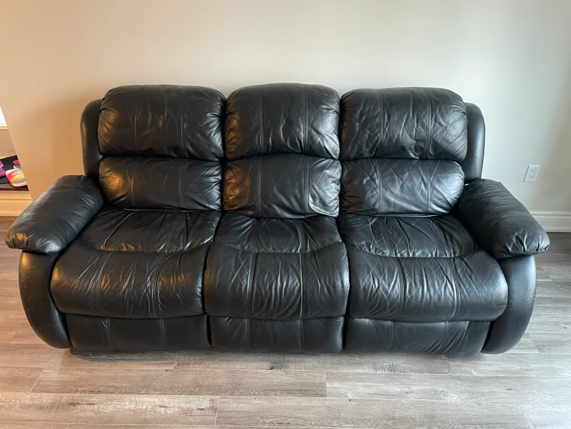 Black Leather Reclining Sofa