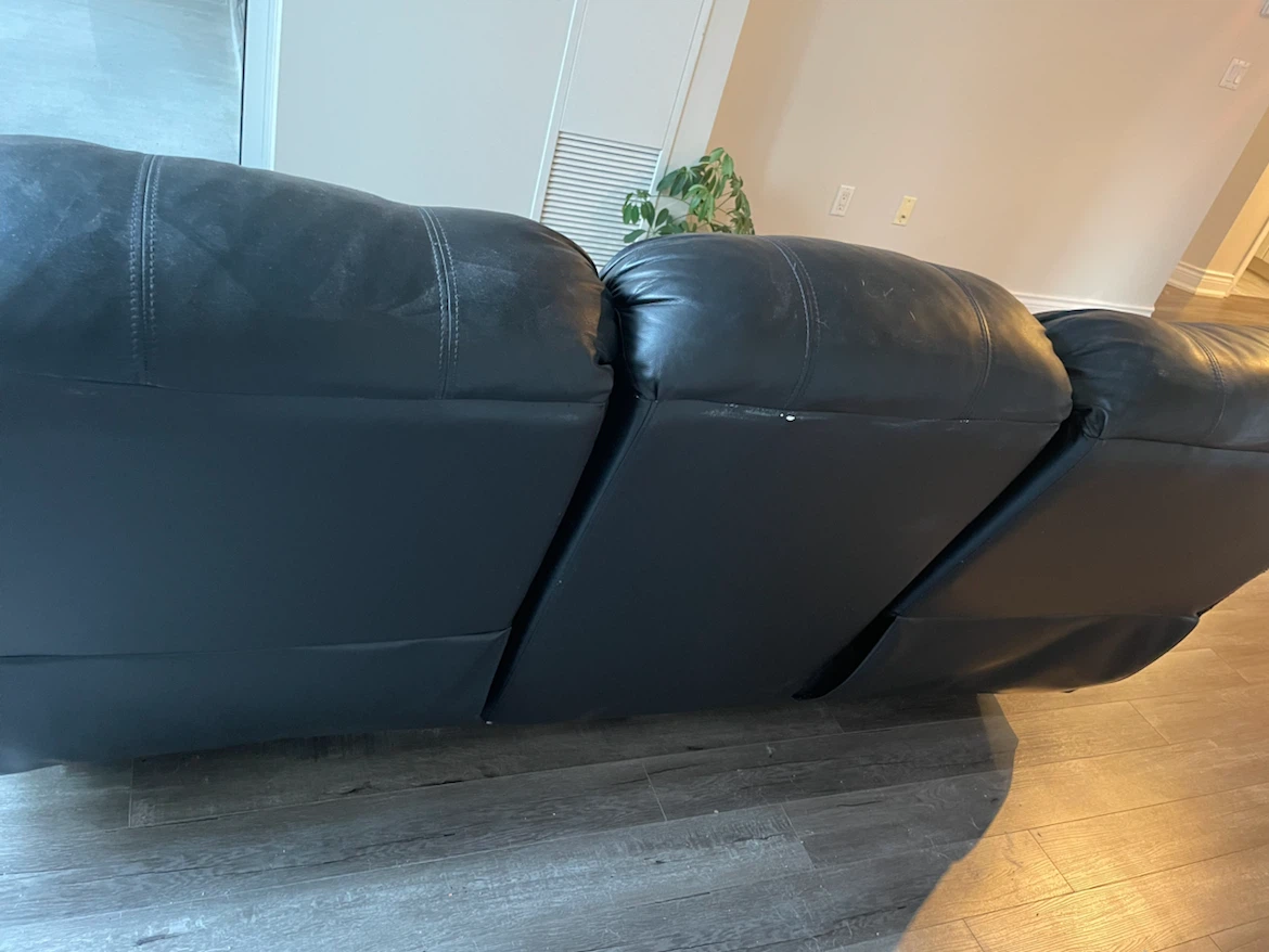 Black Leather Reclining Sofa - photo 5