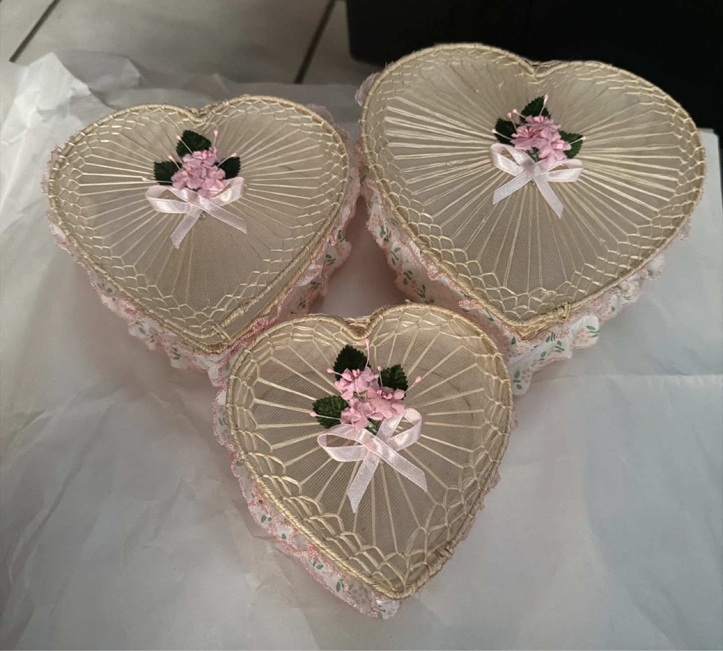 Set of 3 Heart Shaped Decorative Boxes