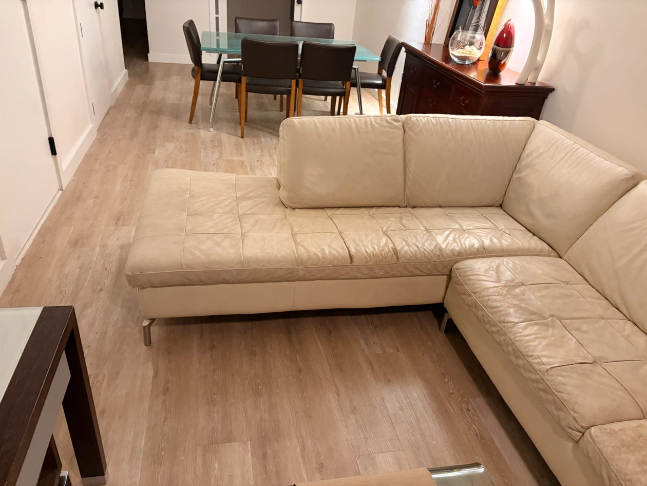 Natuzzi Leather Sectional Sofa – Cream/Off-White - photo 2