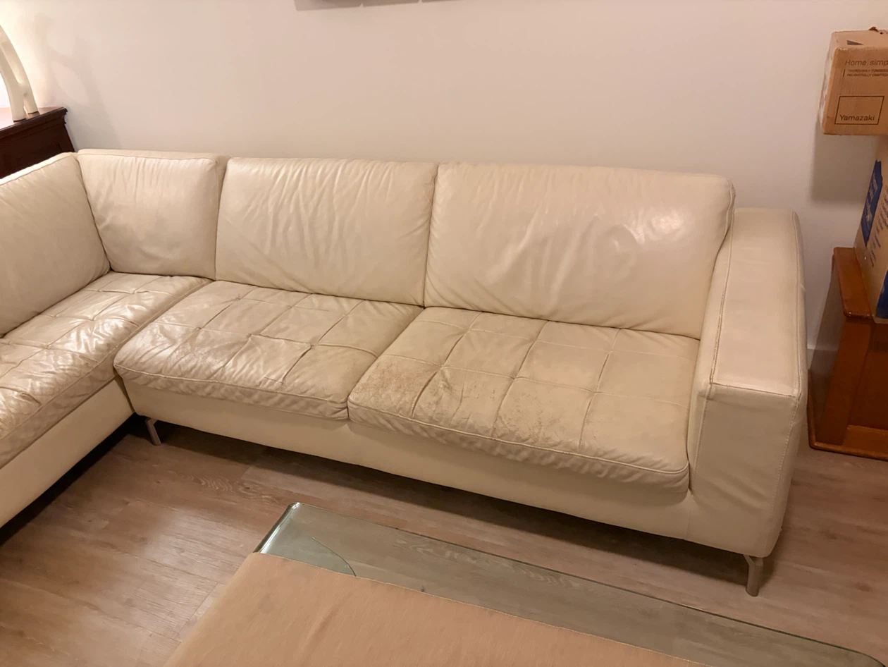 Natuzzi Leather Sectional Sofa – Cream/Off-White - photo 4