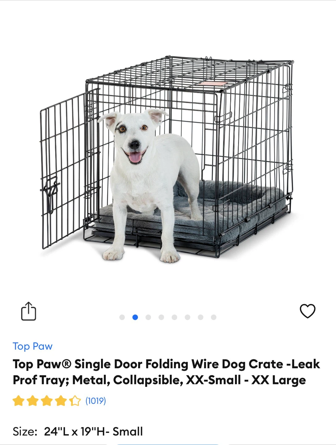 Top Paw Single Door Folding Wire Dog Crate