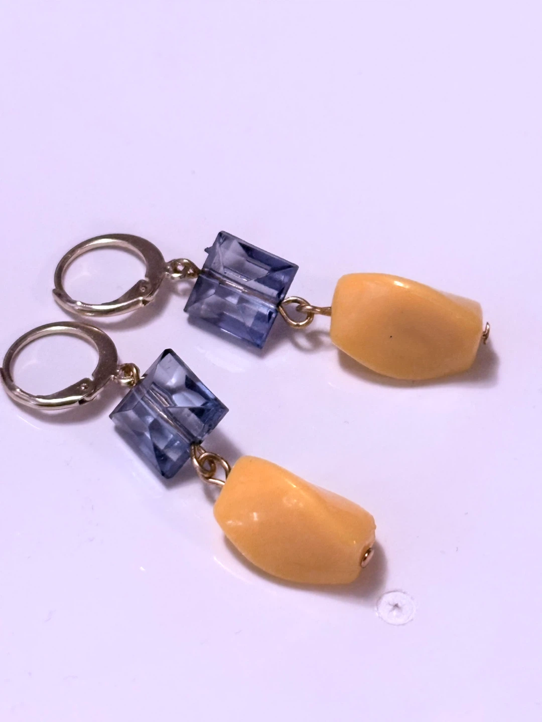 Blue & Yellow Dangle Earrings, new