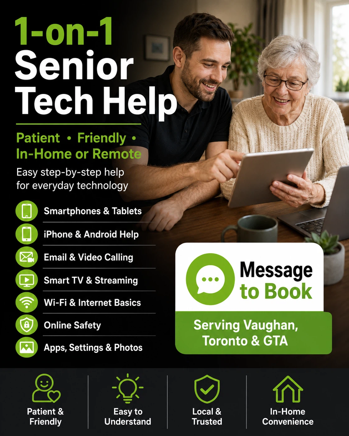 1-on-1 Senior Tech Help - In-Home or Remote