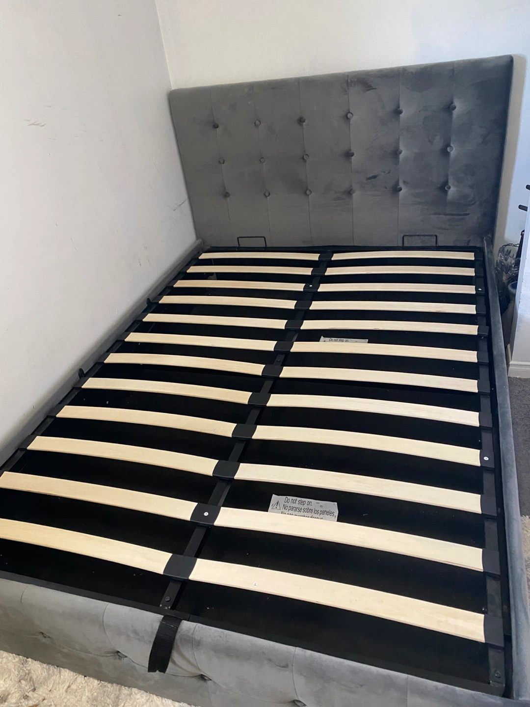 Grey Velvet Storage Bed Frame - photo 4