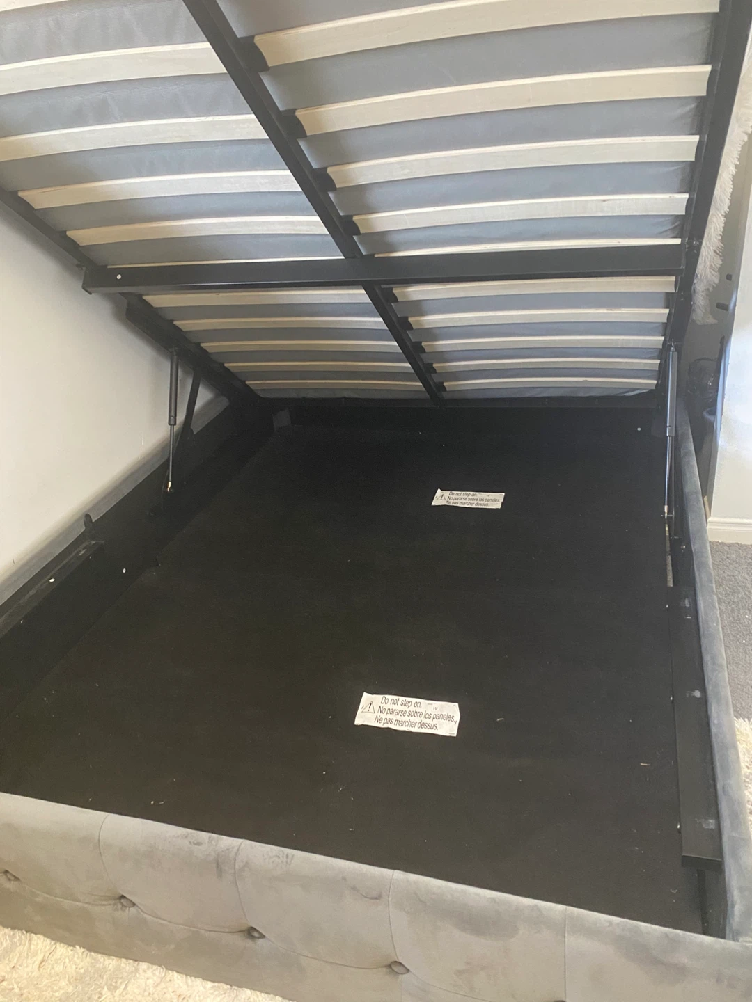 Grey Velvet Storage Bed Frame