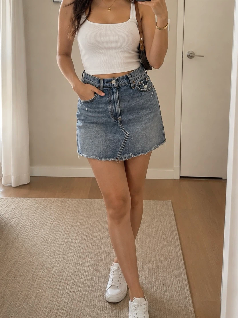 Abercrombie & Fitch Ultra High Rise Denim Skirt