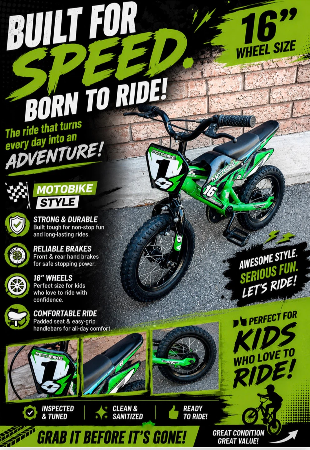 Motobike 16" Kids Bicycle