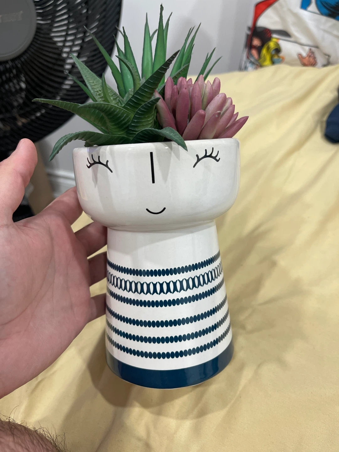 Faux Succulent Plant in Face Planter Pot