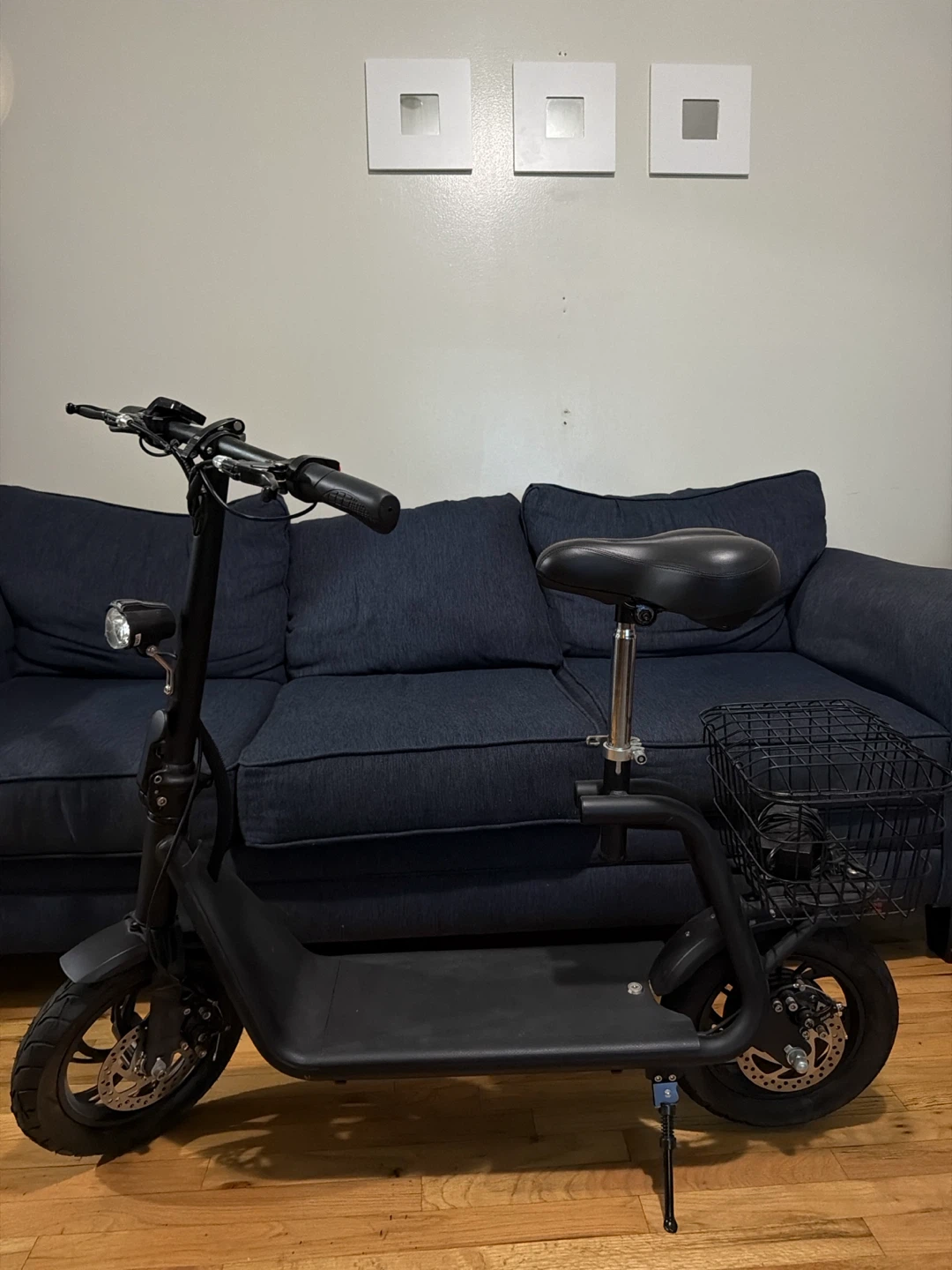 Black Electric Scooter with Basket