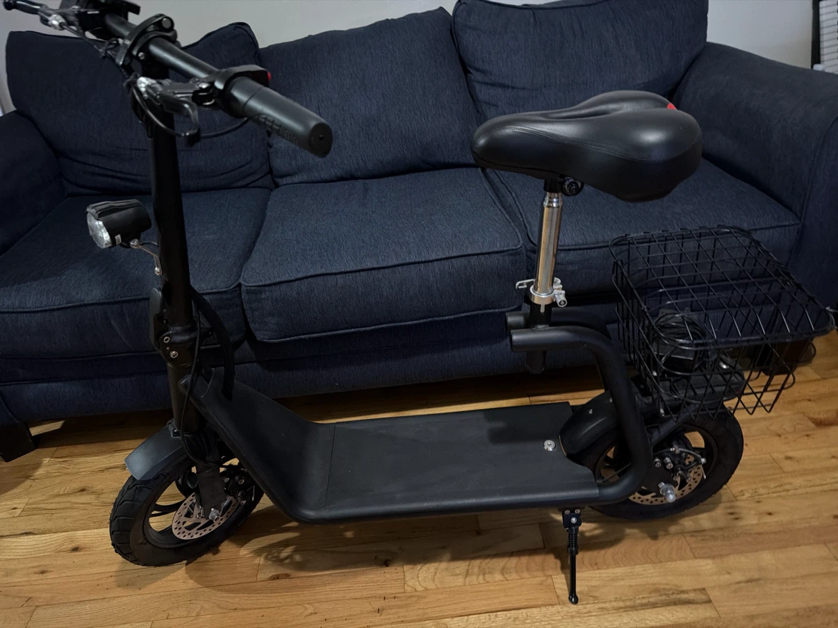 Black Electric Scooter with Basket - photo 2