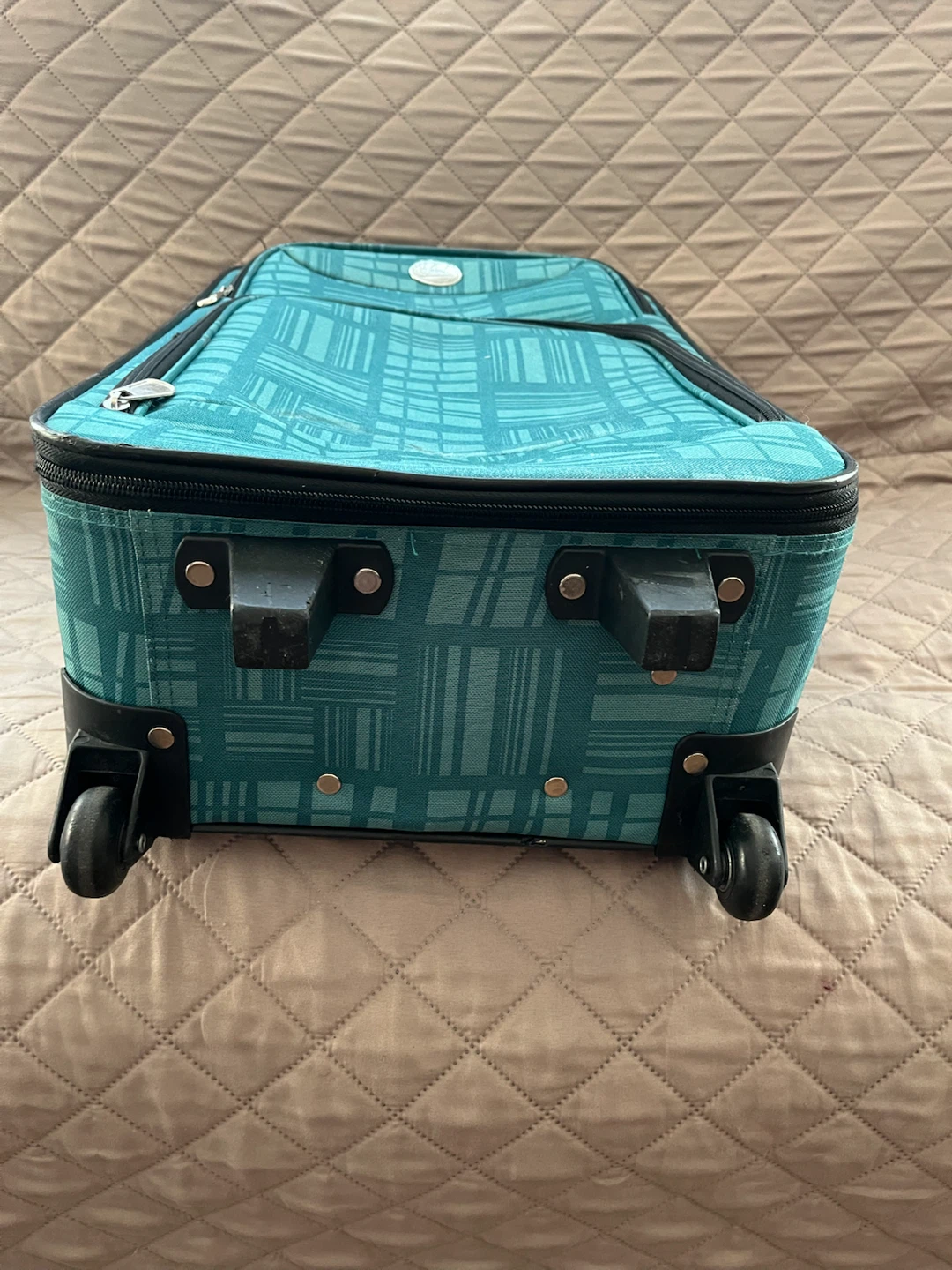 Teal Plaid Rolling Suitcase - photo 2