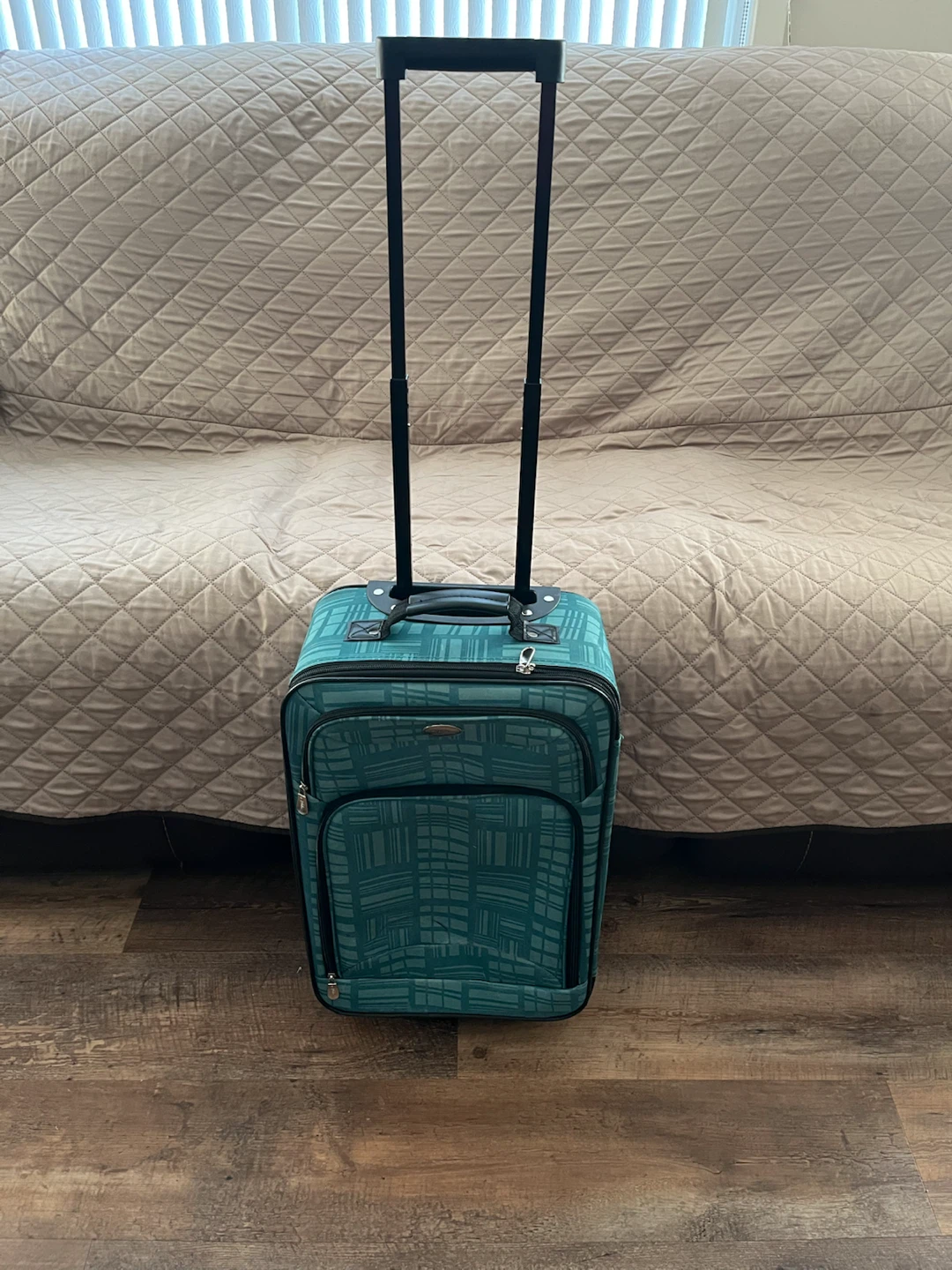Teal Plaid Rolling Suitcase - photo 4
