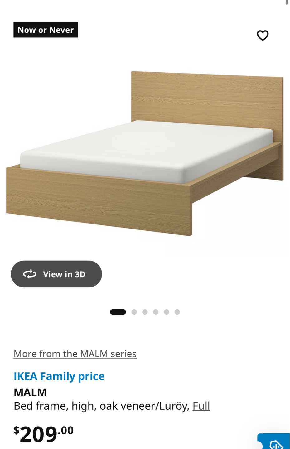 IKEA MALM Bed Frame, Oak Veneer, Full