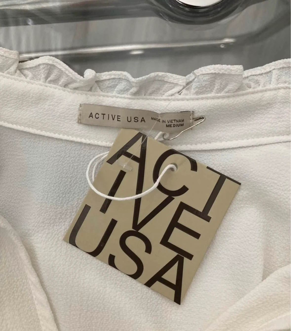 Active USA White Sleeveless Blouse - Medium - photo 4