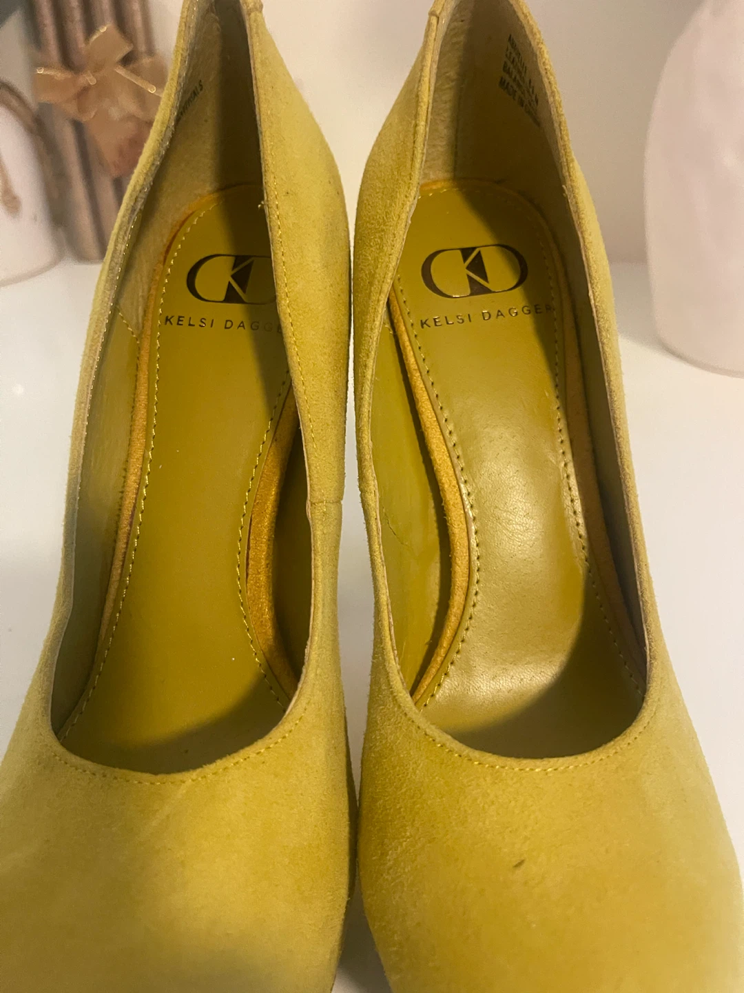 Kelsi Dagger Yellow Suede Platform Heels