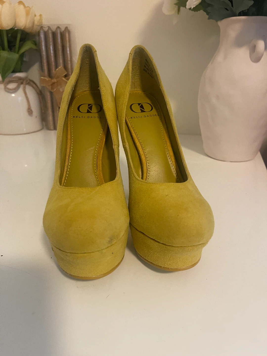 Kelsi Dagger Yellow Suede Platform Heels - photo 3