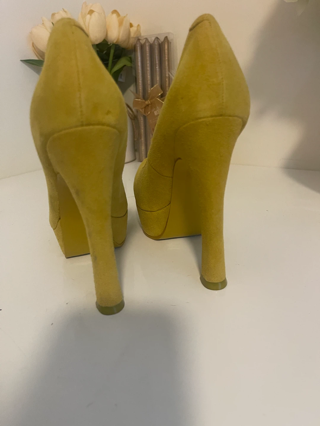 Kelsi Dagger Yellow Suede Platform Heels - photo 5