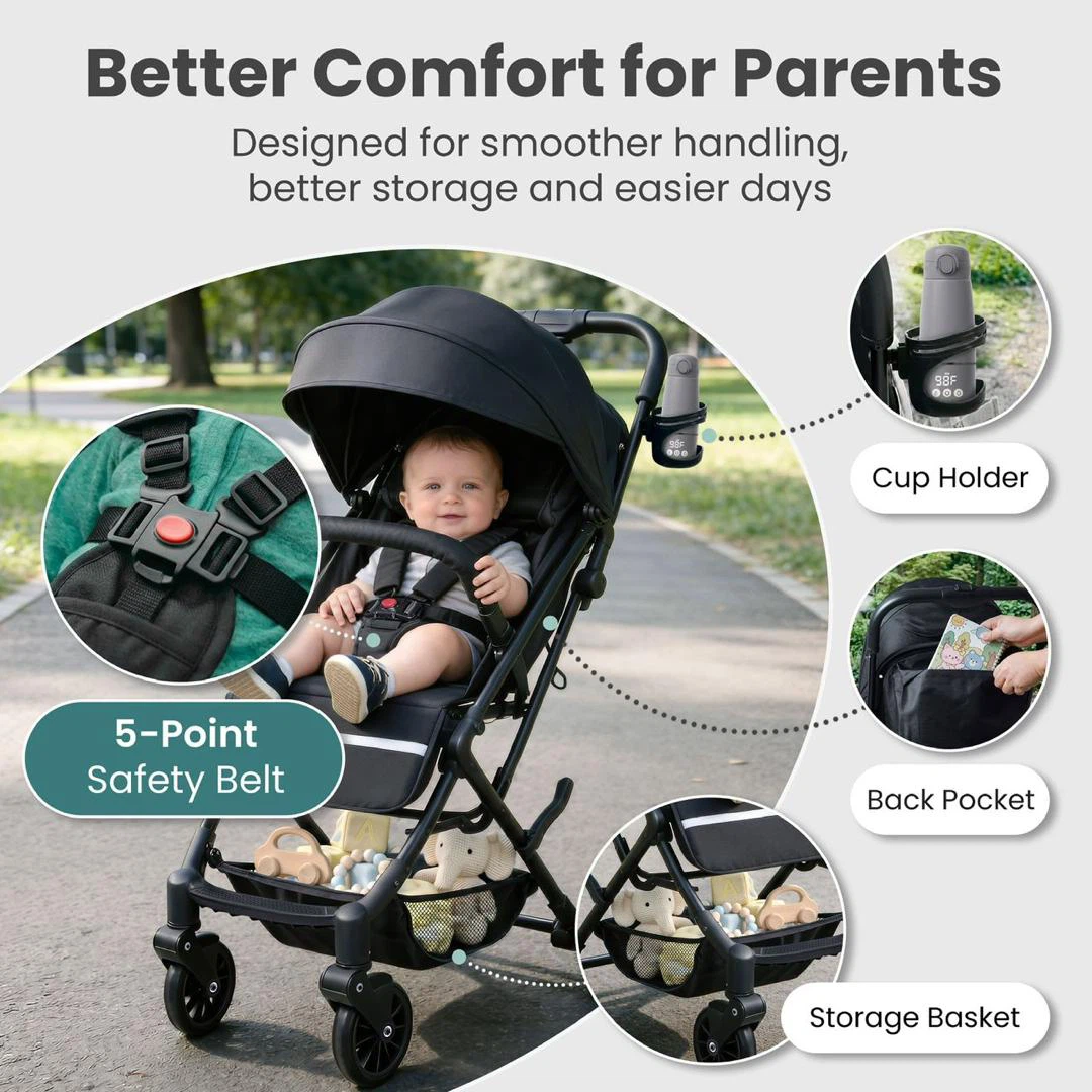 DrBash Compact Fold Baby Stroller, Lightweight Toddler Stroller - photo 3