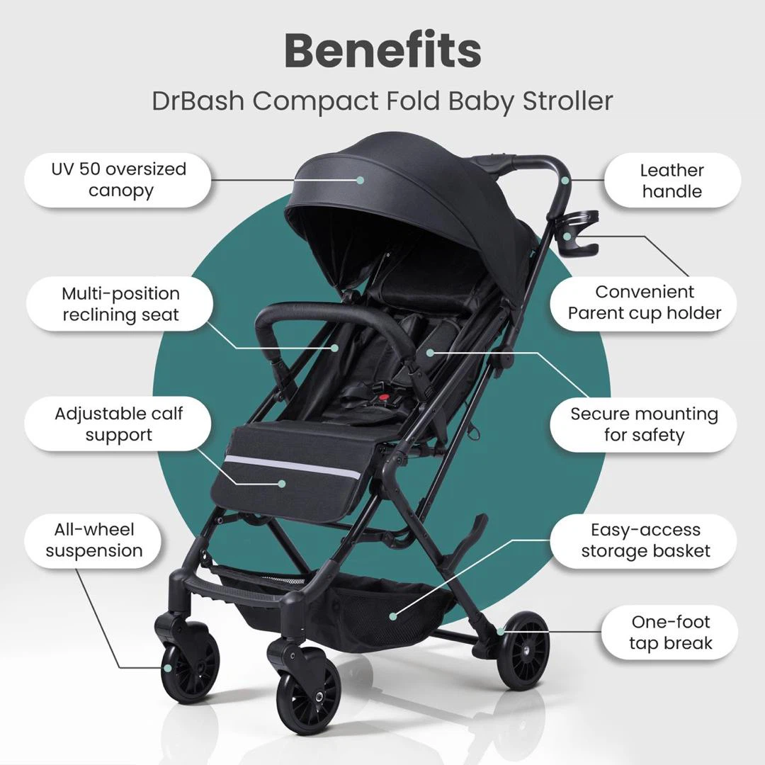 DrBash Compact Fold Baby Stroller, Lightweight Toddler Stroller - photo 4