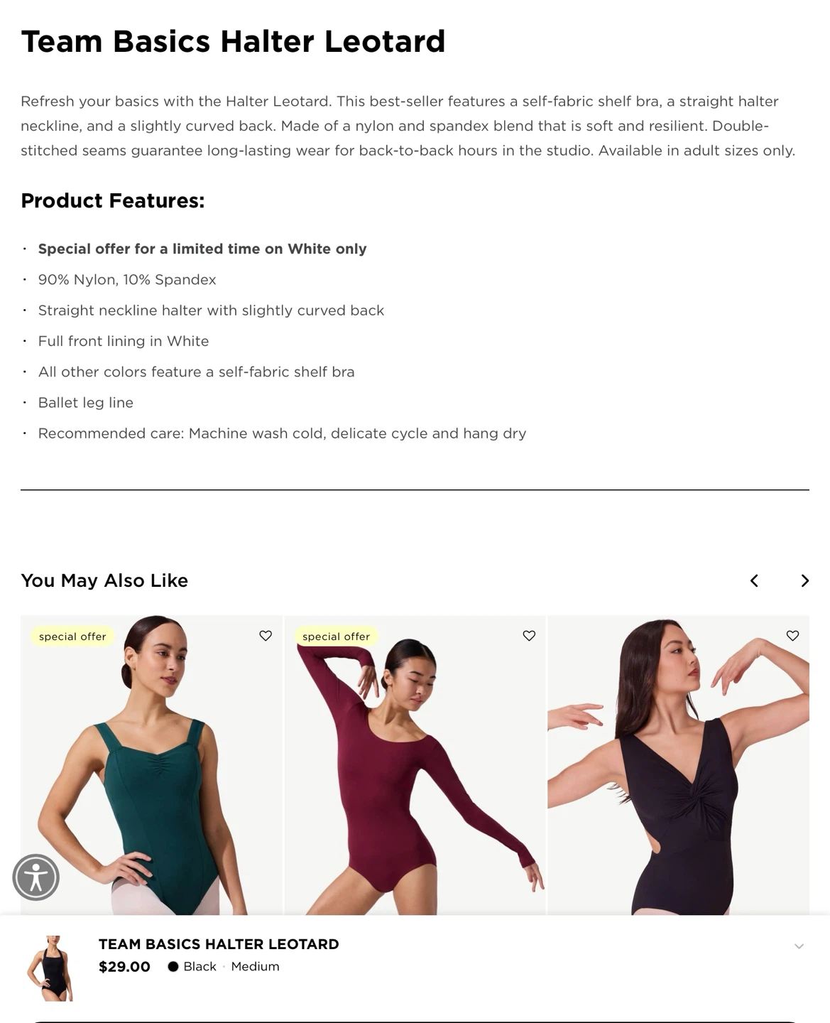 Capezio Halter Leotard - Medium - photo 3